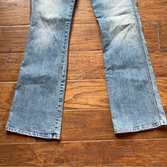 Y2K XOXO low rise bootcut blue jeans w/adorable pink white & tan belt size 5/6 - Picture 4 of 12